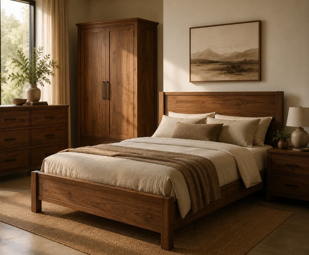 Custom luxury bedroom furniture set in solid wood